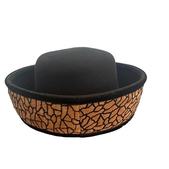 Vtg KOKIN New York Women 100% Wool Felt Rolled Brim Bollman Excello Black Hat - Picture 10 of 12